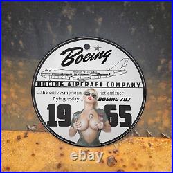 Vintage 1965 Boeing 707 Jet Porcelain Gas Oil 4.5 Sign