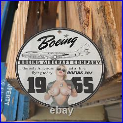 Vintage 1965 Boeing 707 Jet Porcelain Gas Oil 4.5 Sign