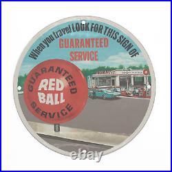 Vintage 1966 Atlantic Red Ball Guaranteed Service Porcelain Enamel Gas-oil Sign
