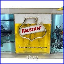 Vintage 1967 Falstaff Beer Advertising Sign Duck Hunting Fishing Boat RARE
