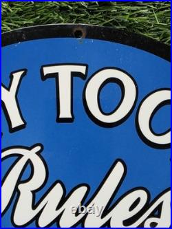Vintage 1970's My Tool Rules Porcelain Garage Sign 12 X 9 1/2
