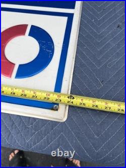 Vintage 1970's Original Embossed GM AC Delco Batteries Sign Metal 36 X 24