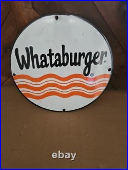 Vintage 1970's Whataburger Porcelain Sign Fast Food Restaurant Fries 12 Texas Vintage 1970's Whataburger Porcelain Sign Fast Food Restaurant Fries 12 Texas