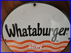 Vintage 1970's Whataburger Porcelain Sign Fast Food Restaurant Fries 12 Texas Vintage 1970's Whataburger Porcelain Sign Fast Food Restaurant Fries 12 Texas