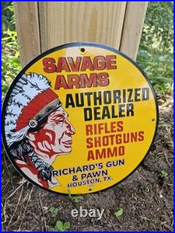 Vintage 1972 Savage Arms Richard's Pawn Authorized Dealer Sign Rifles, Ammo 12 Vintage 1972 Savage Arms Richard's Pawn Authorized Dealer Sign Rifles, Ammo 12