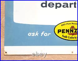Vintage 1973 PENNZOIL Welcome to our Service Department SIGN Metal 24 x 18