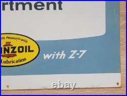 Vintage 1973 PENNZOIL Welcome to our Service Department SIGN Metal 24 x 18