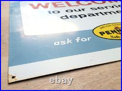 Vintage 1973 PENNZOIL Welcome to our Service Department SIGN Metal 24 x 18