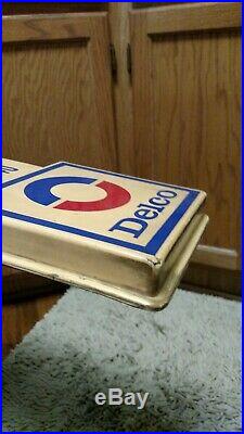 Vintage 1974 Delco Batteries Chevrolet Gas Oil 35 Embossed Thermometer Sign