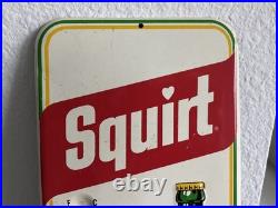 Vintage 1977 SQUIRT Soda Metal Sign Bottle Logo Tin Embossed Not Porcelain +NICE