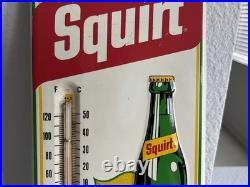 Vintage 1977 SQUIRT Soda Metal Sign Bottle Logo Tin Embossed Not Porcelain +NICE