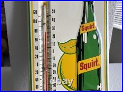 Vintage 1977 SQUIRT Soda Metal Sign Bottle Logo Tin Embossed Not Porcelain +NICE