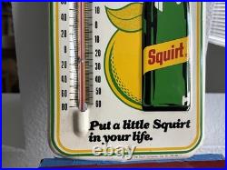 Vintage 1977 SQUIRT Soda Metal Sign Bottle Logo Tin Embossed Not Porcelain +NICE