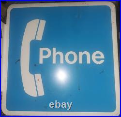 Vintage 1980s double sided metal payphone sign Vintage 1980s double sided metal payphone sign