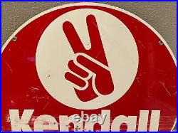 Vintage 1987 KENDALL MOTOR OIL Metal Sign Original 24 Lollipop Gas Station