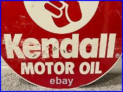 Vintage 1987 KENDALL MOTOR OIL Metal Sign Original 24 Lollipop Gas Station