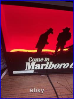 Vintage 1990s Marlboro Cigarettes Country Store Cowboy Neon Advertising Sign