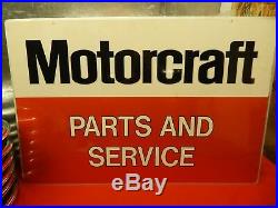 Vintage 2 Sided Ford FoMoCo Motorcraft Parts and Service Metal Sign 36 x 24