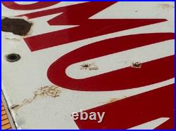 Vintage 20 X 6 Porcelain 2 Sided No Smoking Sign White With Red Letters