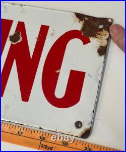 Vintage 20 X 6 Porcelain 2 Sided No Smoking Sign White With Red Letters