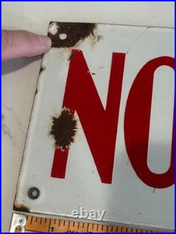 Vintage 20 X 6 Porcelain 2 Sided No Smoking Sign White With Red Letters