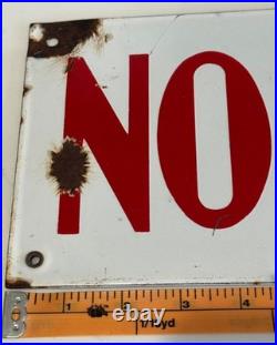 Vintage 20 X 6 Porcelain 2 Sided No Smoking Sign White With Red Letters