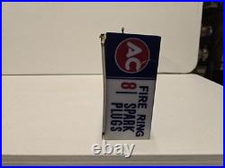 Vintage 24 AC Fire Ring Spark Plugs Lighted Clock Hanging Sign READ