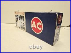 Vintage 24 AC Fire Ring Spark Plugs Lighted Clock Hanging Sign READ Vintage 24 AC Fire Ring Spark Plugs Lighted Clock Hanging Sign READ