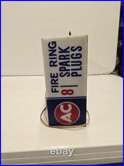 Vintage 24 AC Fire Ring Spark Plugs Lighted Clock Hanging Sign READ