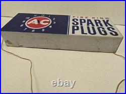 Vintage 24 AC Fire Ring Spark Plugs Lighted Clock Hanging Sign READ