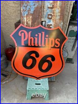 Vintage 29 1/2 inch Porcelain Phillips 66 Oil Gas Gasoline Sign 2 sided