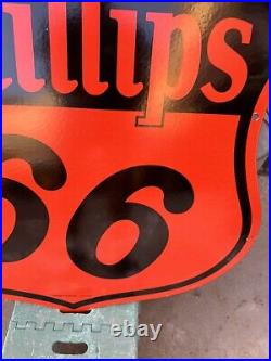 Vintage 29 1/2 inch Porcelain Phillips 66 Oil Gas Gasoline Sign 2 sided