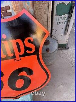 Vintage 29 1/2 inch Porcelain Phillips 66 Oil Gas Gasoline Sign 2 sided