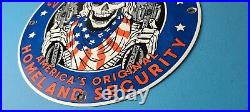 Vintage 2nd Amendment Porcelain American Skull Cowboy Harley Pistol Gun Sign