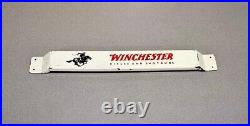 Vintage 32 Winchester Gun Horse Cowboy Door Push Bar Porcelain Sign Car Gas Oil