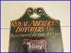 Vintage 35 Royal Aberdeen Butchery Co. Wood Butcher Bull Relief Trade Sign