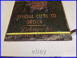 Vintage 35 Royal Aberdeen Butchery Co. Wood Butcher Bull Relief Trade Sign