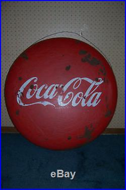 Vintage 36 Porcelain Coca Cola Button Sign Metal Advertising Coke Sign