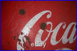 Vintage 36 Porcelain Coca Cola Button Sign Metal Advertising Coke Sign