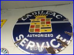 Vintage 42 By 42 Inch Cadillac Two Sided Dealer Sign Old Porcelain Sign
