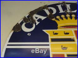 Vintage 42 By 42 Inch Cadillac Two Sided Dealer Sign Old Porcelain Sign