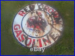 Vintage 42 RED CROWN GASOLINE Gas STATION OIL Advertising Porcelain SIGN