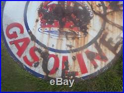 Vintage 42 RED CROWN GASOLINE Gas STATION OIL Advertising Porcelain SIGN