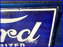 Vintage 48 Ford Dealer Porcelain Double Sided Advertising Sign Gas Oil