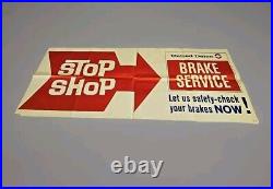 Vintage 48x20 United Delco Brake Service Advertising Poster Shop Sign NOS