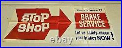 Vintage 48x20 United Delco Brake Service Advertising Poster Shop Sign NOS