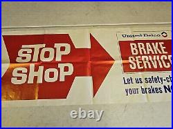 Vintage 48x20 United Delco Brake Service Advertising Poster Shop Sign NOS