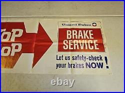 Vintage 48x20 United Delco Brake Service Advertising Poster Shop Sign NOS