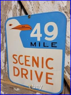 Vintage 49 Mile Scenic Drive Porcelain Sign Old San Francisco Golden Gate Bridge