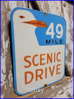 Vintage 49 Mile Scenic Drive Porcelain Sign Old San Francisco Golden Gate Bridge